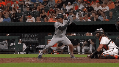 Baseball Game In Front Of Lecom Sign GIF