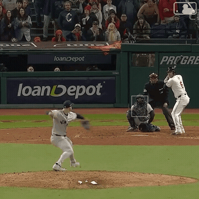 Baseball Game In Front Of Loan Depot Sign GIF