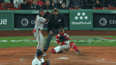 Baseball Game In Front Of MassMutual Sign GIF