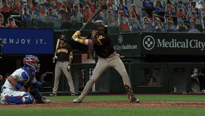 Baseball Game In Front Of Medical City Healthcare Sign GIF
