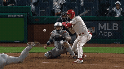 Baseball Game In Front Of MLB App Ad GIF