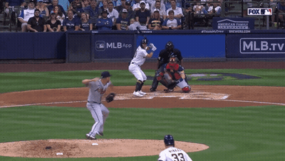 Baseball Game In Front Of MLB.tv Banner GIF