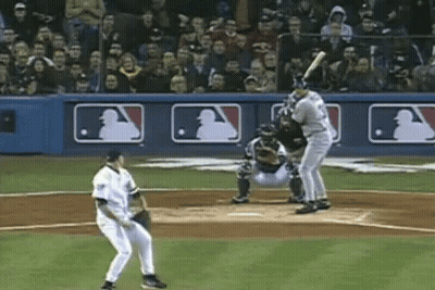 Baseball Game In Front Of MLB Wall GIF