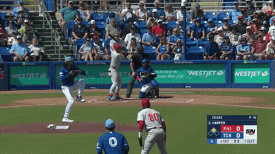 Baseball Game In Front Of Nestjet Advertisement GIF