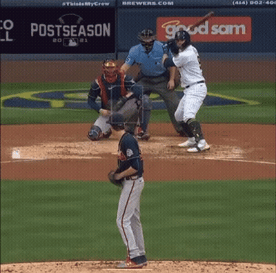 Baseball Game In Front Of Postseason Banner GIF