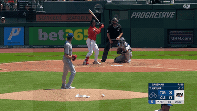 Baseball Game In Front Of Progressive Sign GIF