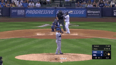 Baseball Game In Front Of Progressive Wall GIF
