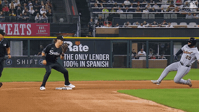 Baseball Game In Front Of Rate The Only Lender 100% Ad GIF