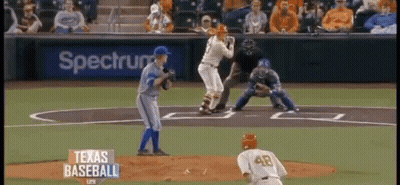 Baseball Game In Front Of Spectrum Advertisement GIF