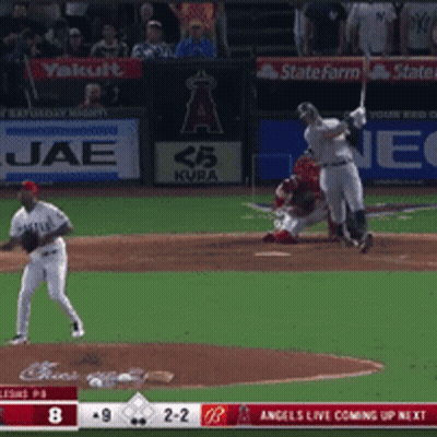 Baseball Game In Front Of State Farm Banner GIF