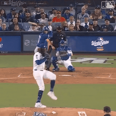 Baseball Game In Front Of World Series Sign GIF