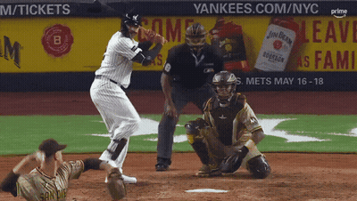 Baseball Game In Front Of Yankees.com/NYC Banner GIF