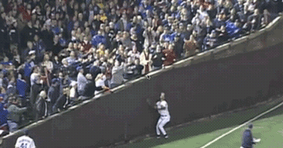 Baseball Game In Stadium With Crowd GIF