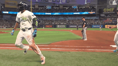 Baseball Game In Stadium With GM Advertising GIF