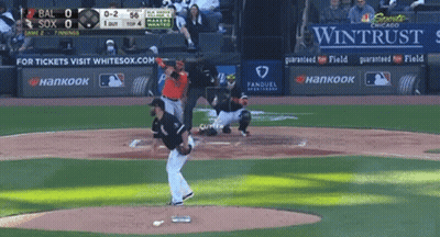 Baseball Game In Stadium With Hankook And Wintrust Ads GIF