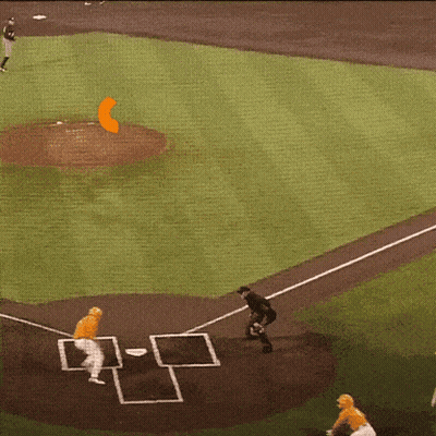 Baseball Game On Field With Orange Circle GIF
