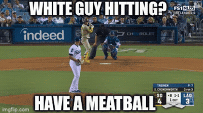Baseball Game White Guy Hitting Have A Meatball GIF