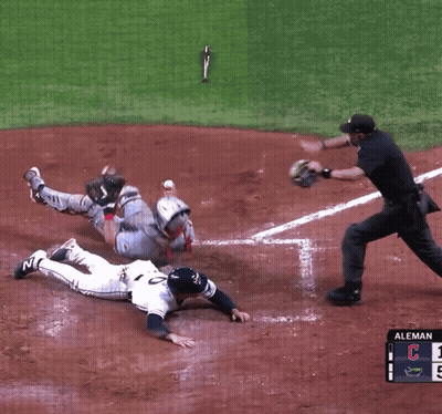 Baseball Game With Alemania Scoreboard GIF