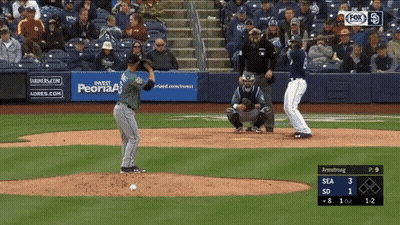 Baseball Game With Armstrong Scoreboard GIF