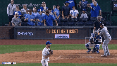 Baseball Game With Click It Or Ticket Sign GIF