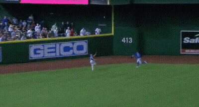 Baseball Game With Geico Sign In Outfield GIF