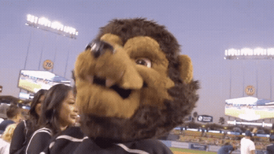 Baseball Mascot With 76 On Stadium GIF