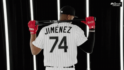 Baseball Player 74 Holding Bat Over Shoulder GIF