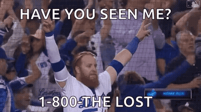 Baseball Player Arms In Air Saying Have You Seen Me GIF