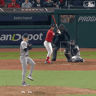 Baseball Player Batting In Front Of LoanDepot GIF