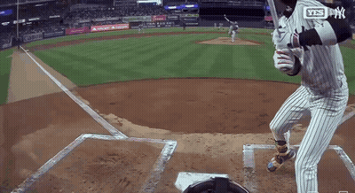 Baseball Player Batting With Yes NY Logo GIF