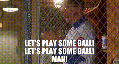 Baseball Player Behind Fence Says Let's Play Some Ball GIF