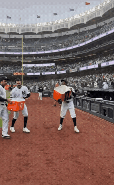Baseball Player Carrying Cooler With Letter G GIF