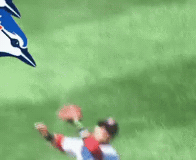 Baseball Player Catching Ball With Blue Jays Logo GIF