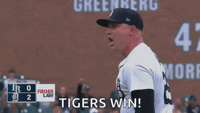 Baseball Player Celebrating Tigers Win GIF
