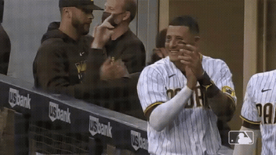 Baseball Player Clapping With Face Mask GIF