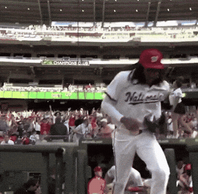 Baseball Player Dancing In Nationals Uniform GIF
