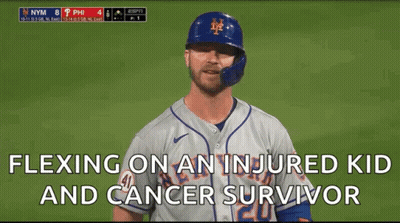 Baseball Player Flexing On Kid Survivor GIF