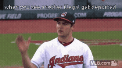 Baseball Player For Indians Waving Hand On Field GIF