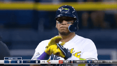Baseball Player Helmet Gloves Scoreboard Heaney P-23 GIF