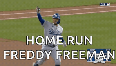 Baseball Player Holding Ball Saying Home Run Freddy Freeman GIF