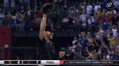 Baseball Player Holding Glove Up In Crowd Score 7-0 GIF