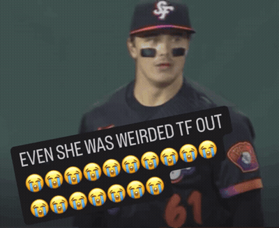 Baseball Player Holding Sign About Being Weirded Out GIF