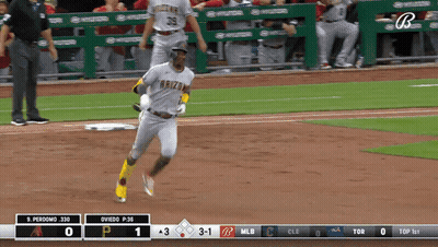 Baseball Player In Arizona Uniform Running Home Plate GIF