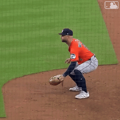 Baseball Player In Astros Jersey On Base GIF