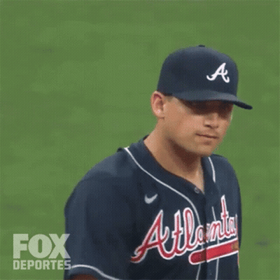 Baseball Player in Atlanta Braves Jersey