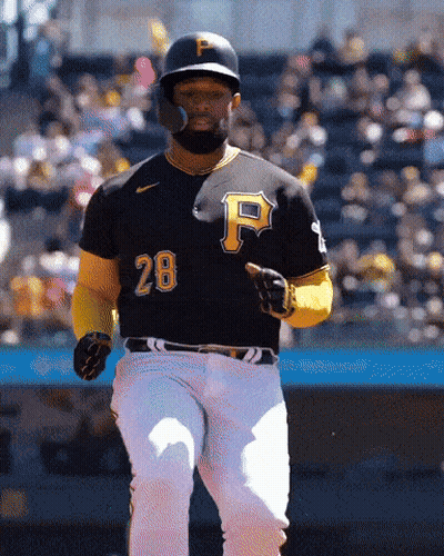 Baseball Player In Black And Yellow Jersey With P GIF