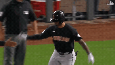 Baseball Player In Black Boston Jersey Running GIF