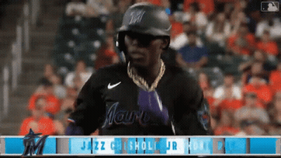 Baseball Player In Black Miami Jersey GIF