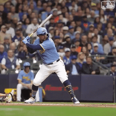 Baseball Player In Blue Brewers Jersey GIF