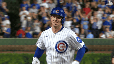 Baseball Player In Blue Helmet With C GIF